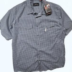 ORVIS NWT Tech Trout Bum Men's XL Short Sleeve Shirt UPF 30+ Blue Check Stretch‎